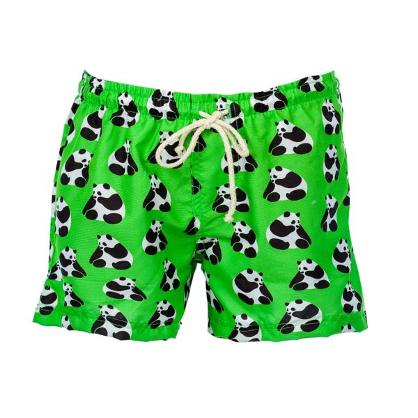 Green panda swim shorts