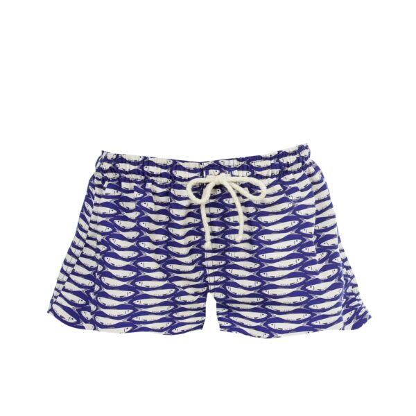 Blue fish print swim shorts