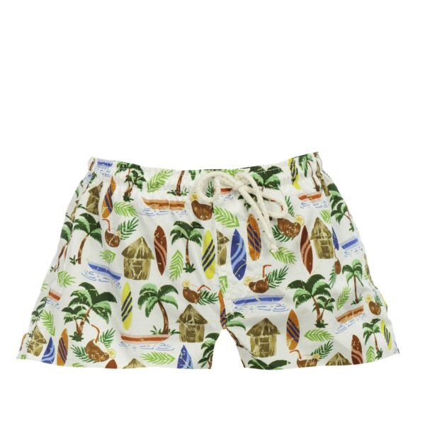 Boy\'s Ivory Tropical print swim shorts