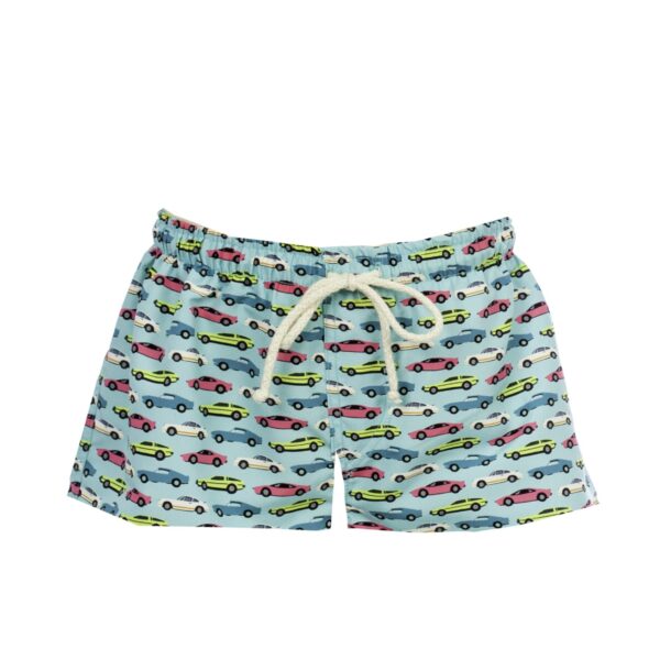 Boy's Blue Car print swim shorts
